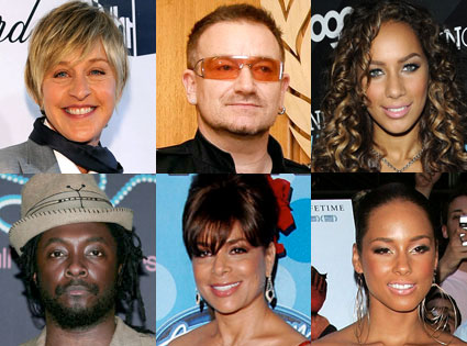 Ellen DeGeneres, Bono, Leona Lewis, will.i.am, Paula Abdul, Alicia Keys Ellen DeGeneres, Bono, Leona Lewis, will.i.am, Paula Abdul, Alicia Keys